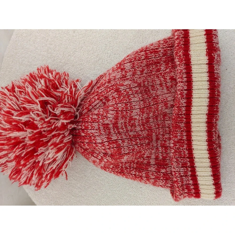 Kansas City Chiefs NFL Women Pom Beanie Red White Marled Knit Cuffed Winter Hat